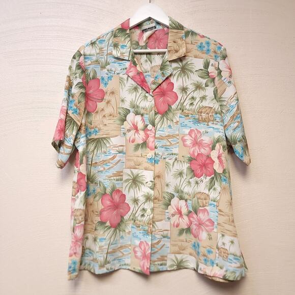 BonWorth Tops - Bonworth Floral Hawaiian Shirt Size L Hibiscus Beach Travel Cruise Vacation​